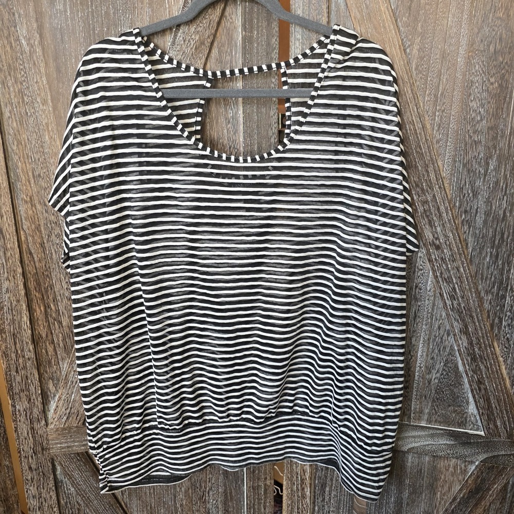 Lane‎ Bryant Shirt Women's Size 22/24 Black & White Striped Sheer Lightweight